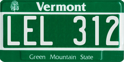 VT license plate LEL312
