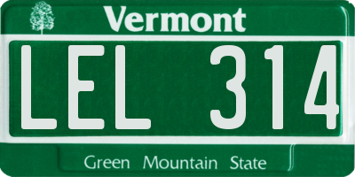 VT license plate LEL314