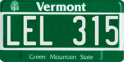 VT license plate LEL315