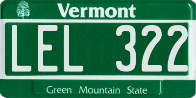 VT license plate LEL322