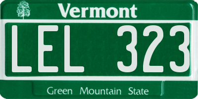 VT license plate LEL323