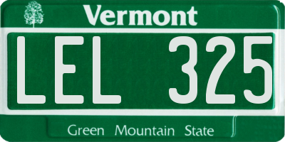 VT license plate LEL325