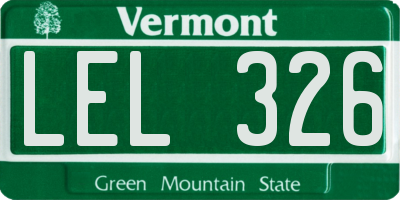 VT license plate LEL326