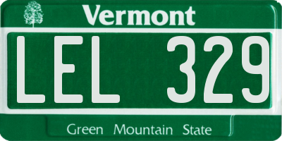VT license plate LEL329