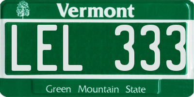 VT license plate LEL333