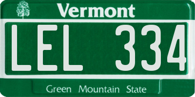 VT license plate LEL334