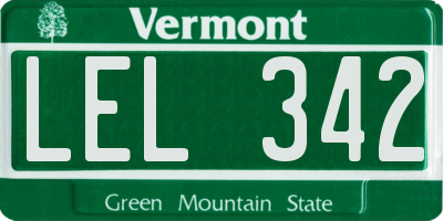 VT license plate LEL342