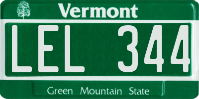 VT license plate LEL344
