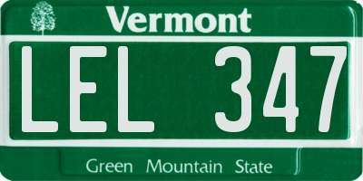 VT license plate LEL347