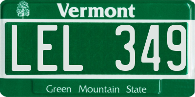 VT license plate LEL349