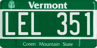 VT license plate LEL351