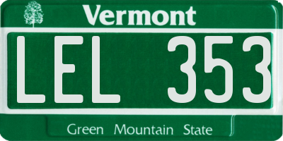 VT license plate LEL353