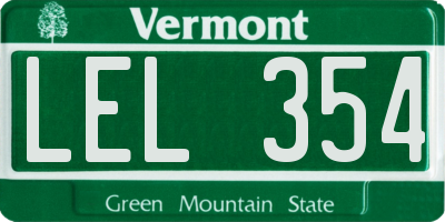 VT license plate LEL354