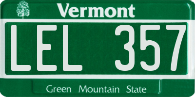 VT license plate LEL357