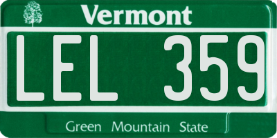 VT license plate LEL359