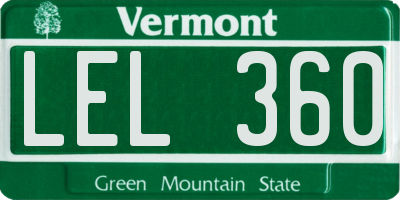 VT license plate LEL360