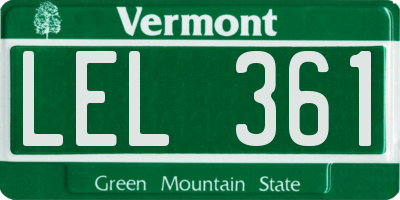 VT license plate LEL361