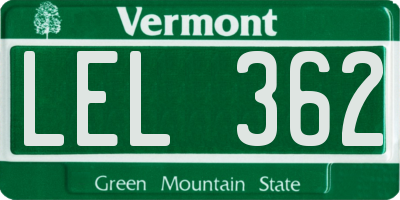 VT license plate LEL362