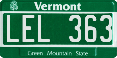 VT license plate LEL363