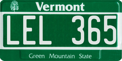 VT license plate LEL365