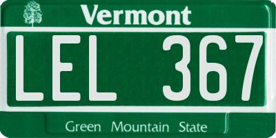 VT license plate LEL367