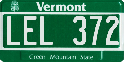 VT license plate LEL372