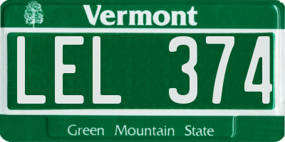 VT license plate LEL374