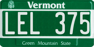 VT license plate LEL375