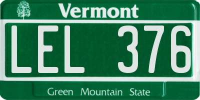 VT license plate LEL376