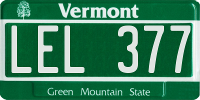 VT license plate LEL377