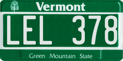 VT license plate LEL378