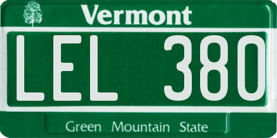 VT license plate LEL380