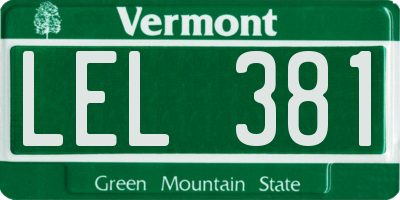 VT license plate LEL381