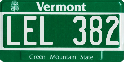 VT license plate LEL382