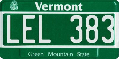 VT license plate LEL383