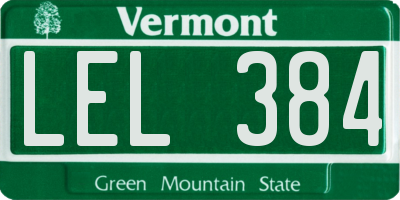 VT license plate LEL384