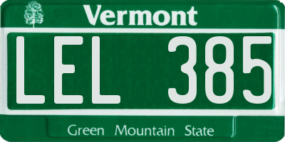 VT license plate LEL385