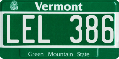 VT license plate LEL386