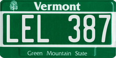 VT license plate LEL387