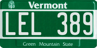 VT license plate LEL389