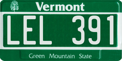 VT license plate LEL391