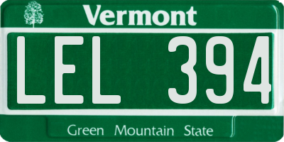 VT license plate LEL394