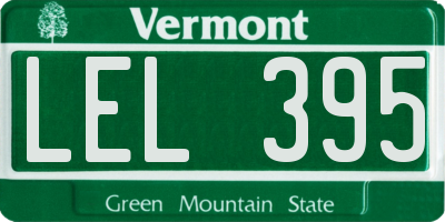 VT license plate LEL395