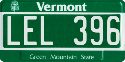 VT license plate LEL396