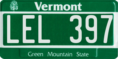VT license plate LEL397