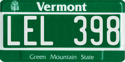 VT license plate LEL398