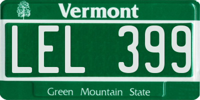 VT license plate LEL399