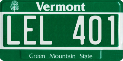 VT license plate LEL401