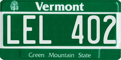 VT license plate LEL402