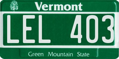 VT license plate LEL403